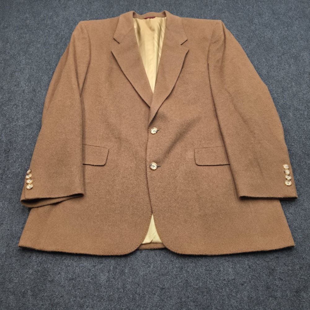 Hart Schaffner Marx Blazer Men 44L Camel 100% Camel Hair Vintage 2-Button USA